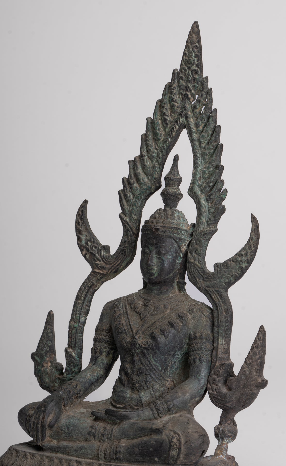 Antique Thai Style Bronze Phitsanulok Chinnarat Buddha Statue - 27cm/11"