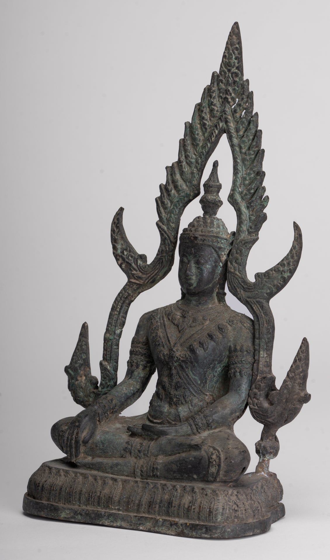 Antique Thai Style Bronze Phitsanulok Chinnarat Buddha Statue - 27cm/11"