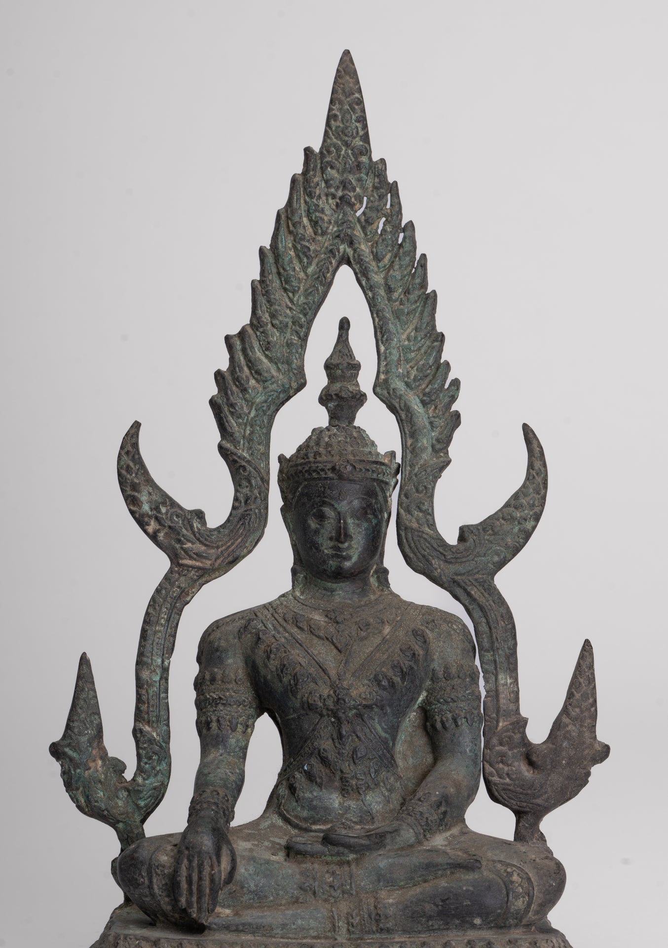 Antique Thai Style Bronze Phitsanulok Chinnarat Buddha Statue - 27cm/11"