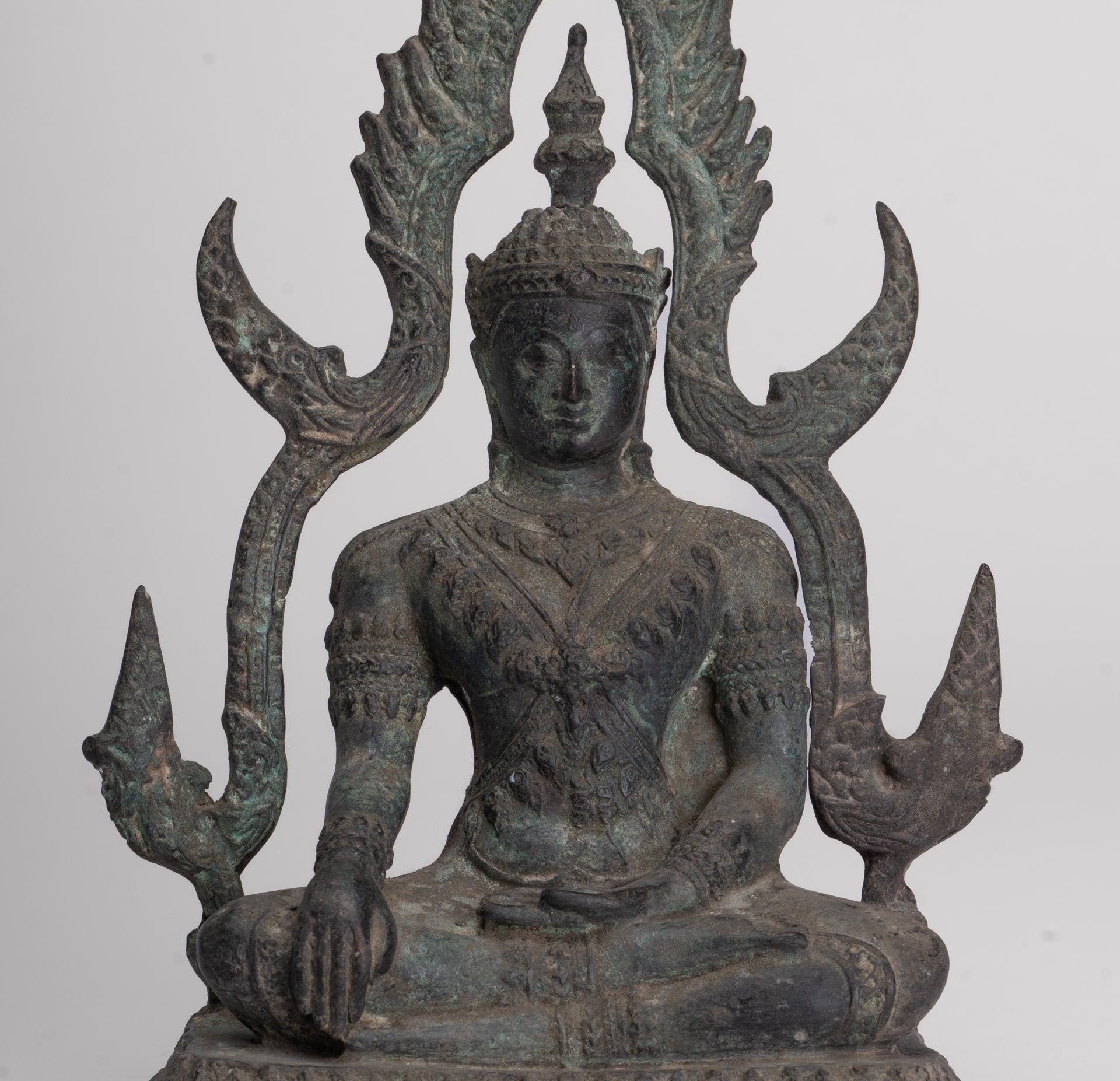 Antique Thai Style Bronze Phitsanulok Chinnarat Buddha Statue - 27cm/11"