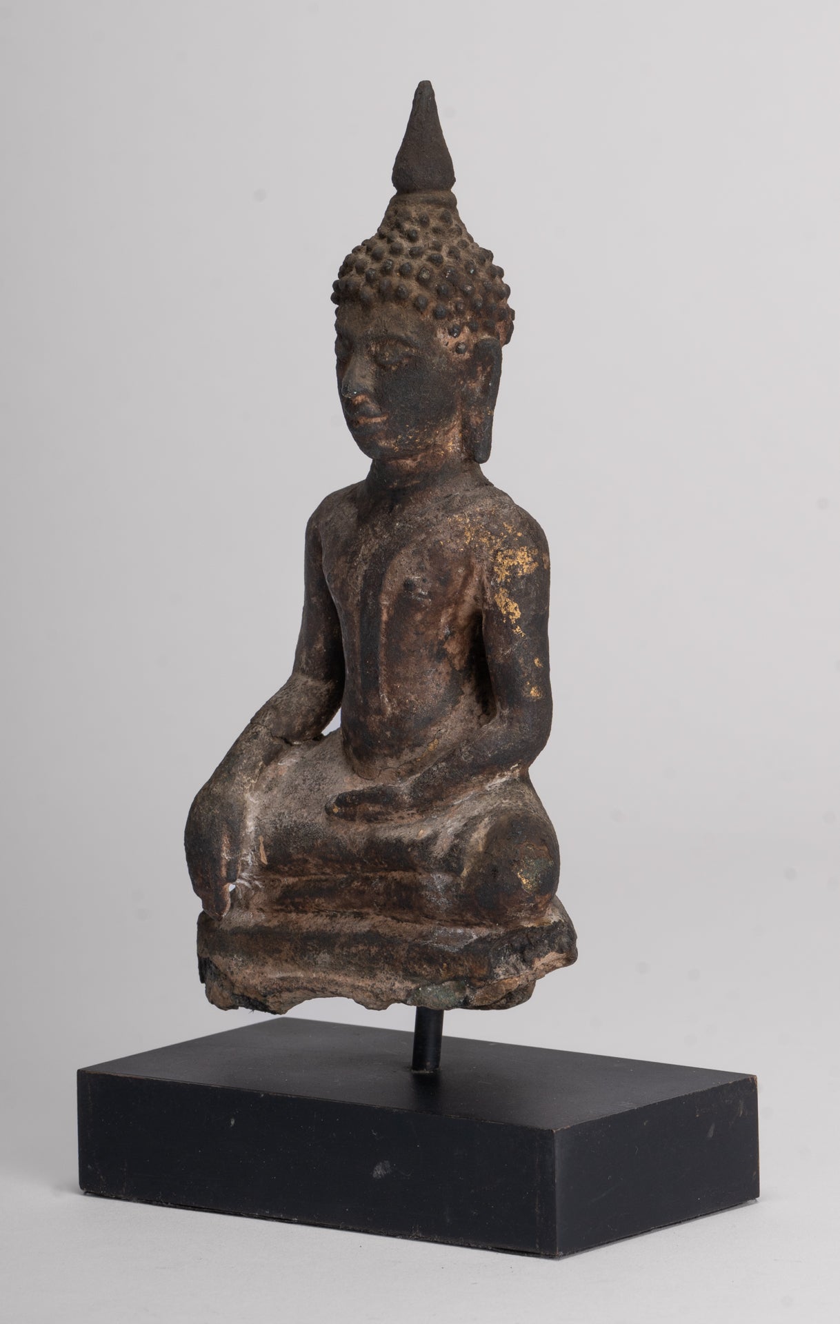 Antique Ayutthaya Style Seated Enlightenment Buddha Statue - 20cm/8"