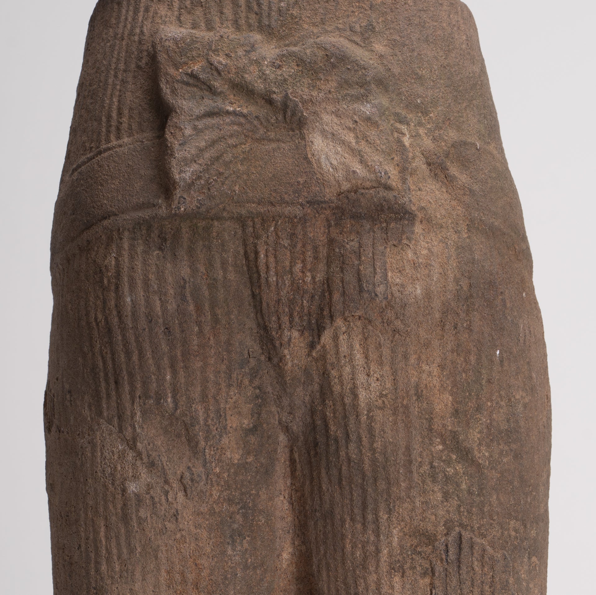 Antique Khmer Style Stone Mounted Baphuon Style Male Torso - 32cm / 13" 