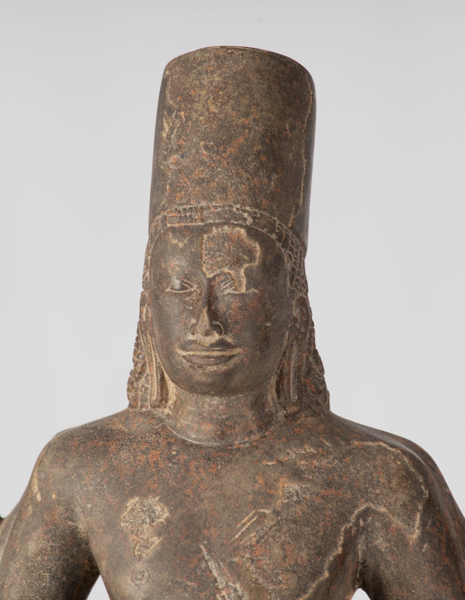 Statue Vishnu - Antique Phnom Da Style Khmer in piedi arenaria Vishnu Busto - 43cm/17 "