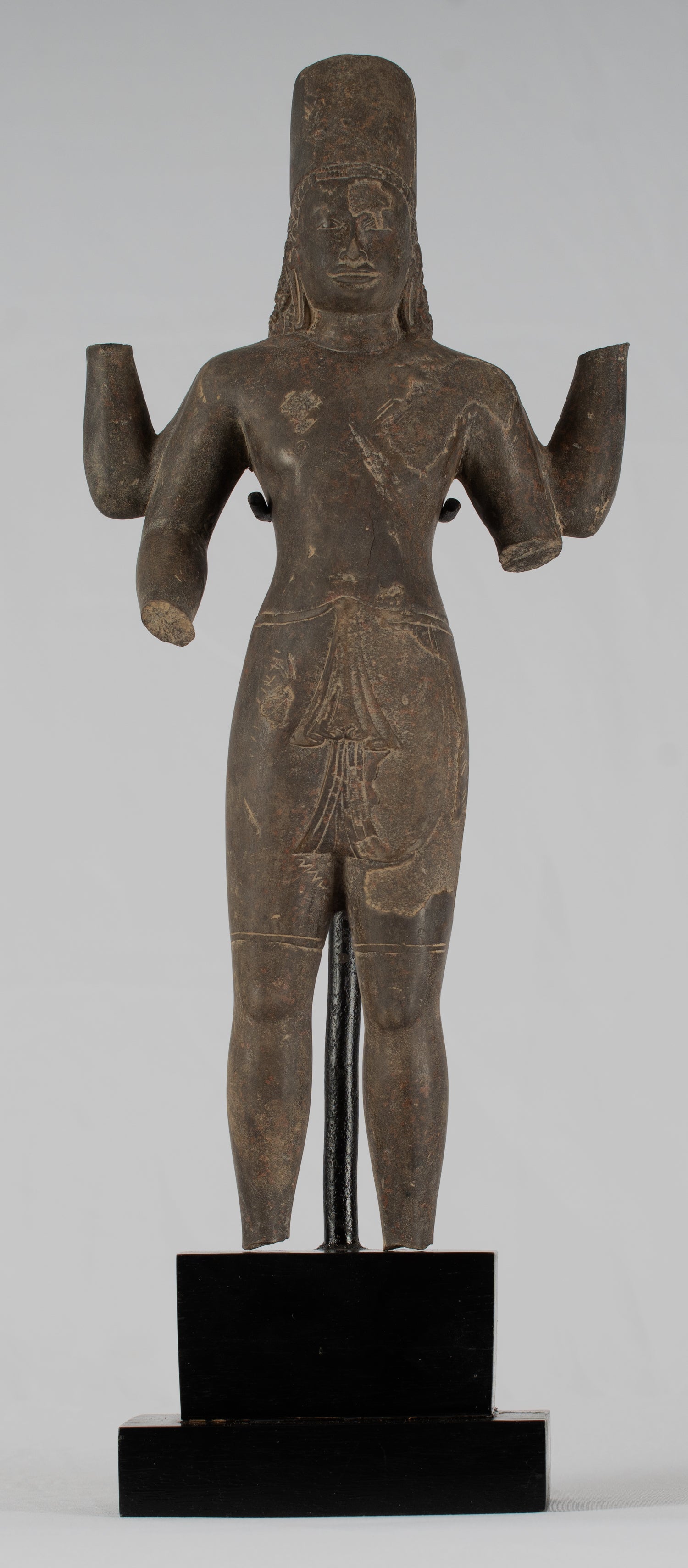 Statue Vishnu - Antique Phnom Da Style Khmer in piedi arenaria Vishnu Busto - 43cm/17 "