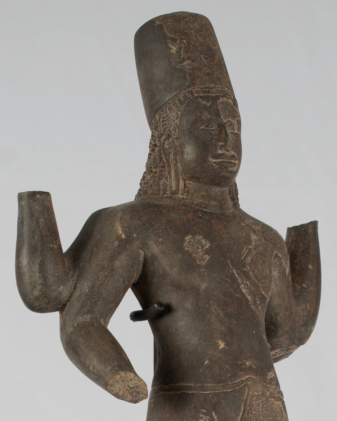 Statue Vishnu - Antique Phnom Da Style Khmer in piedi arenaria Vishnu Busto - 43cm/17 "