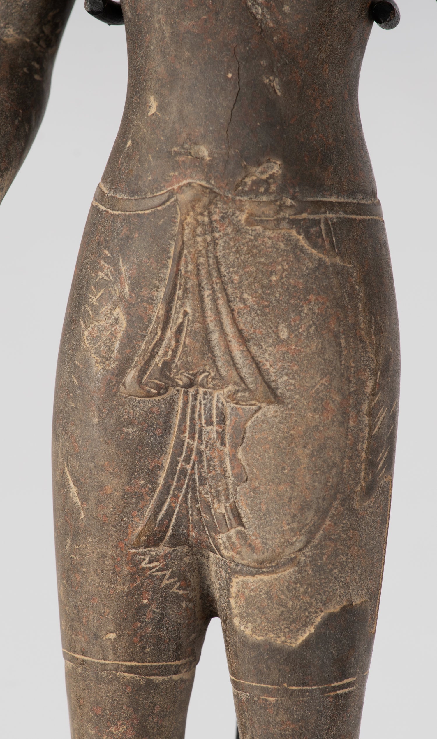 Statue Vishnu - Antique Phnom Da Style Khmer in piedi arenaria Vishnu Busto - 43cm/17 "