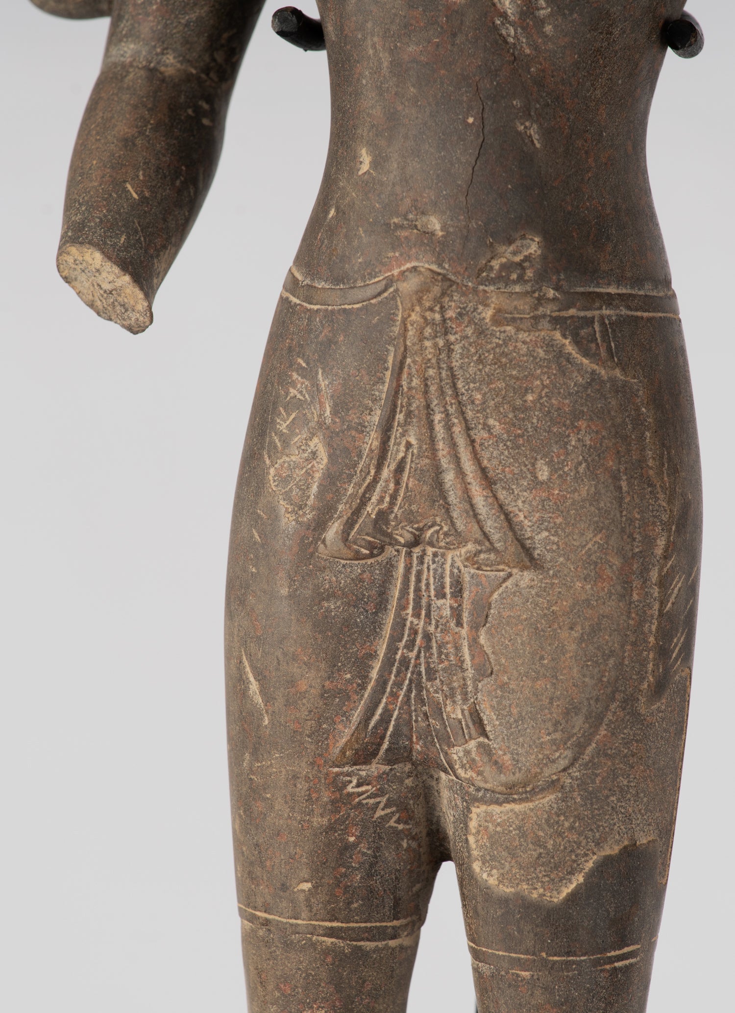 Statue Vishnu - Antique Phnom Da Style Khmer in piedi arenaria Vishnu Busto - 43cm/17 "