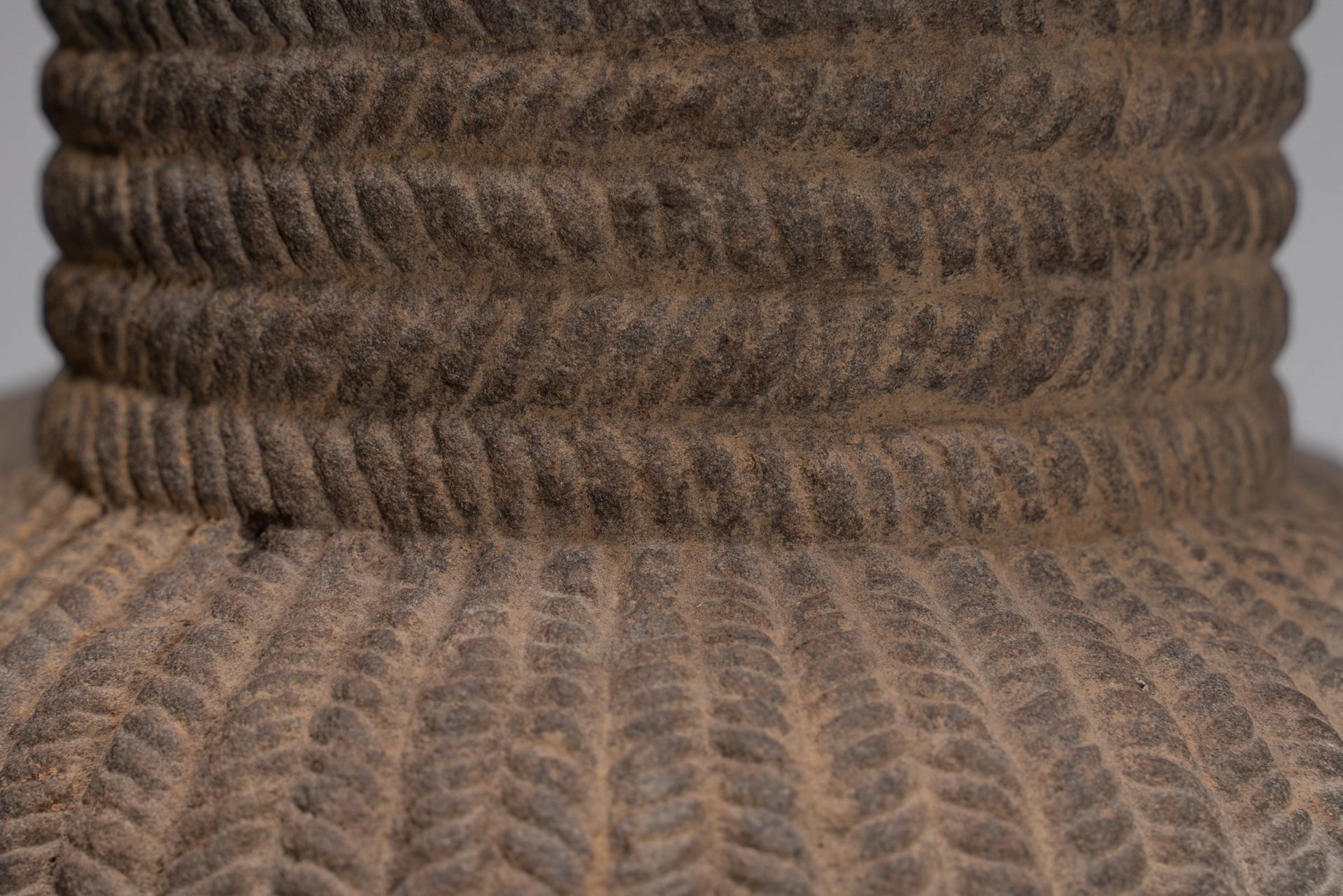 Vishnu Statue - Antique Koh Ker Style Stone Mounted Khmer Vishnu Head - 47cm / 19"