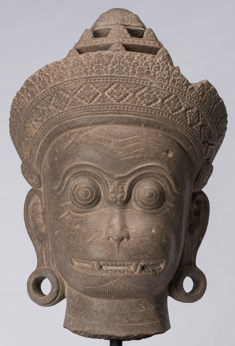 Antique JMER Style Stone Banteay Srei Hindu God Statue Hanuman - 56cm/22 "de alto