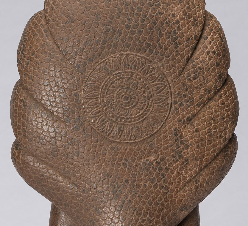 Buddha-Statue – antiker Angkor-Wat-Stil, Khmer-Stein, sitzender Naga-Meditationsbuddha – 56 cm