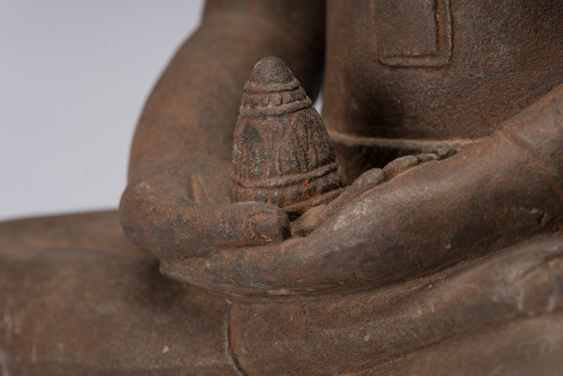 Statua Buddha - Antique Bayon Style Khmer Stone seduto Naga Meditazione Buddha - 67 cm/27 "