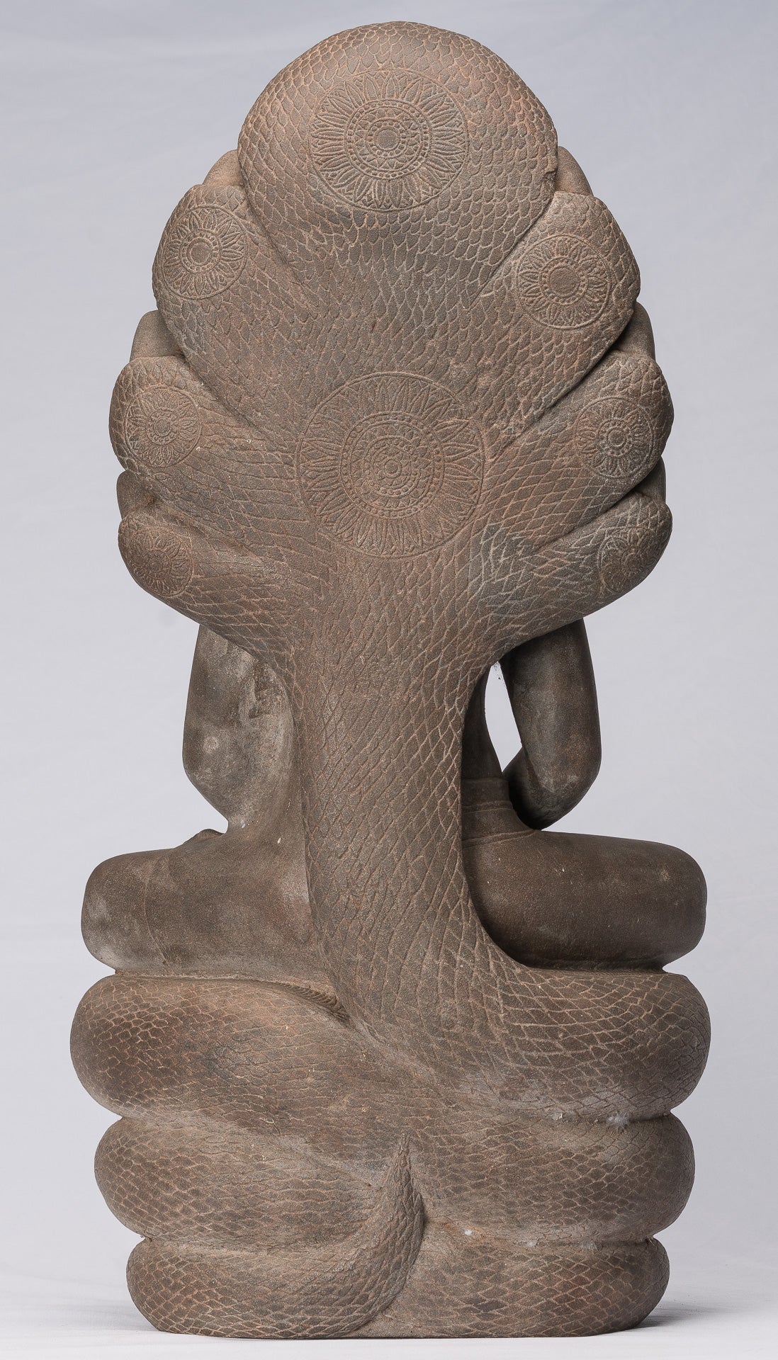 Statua Buddha - Antique Bayon Style Khmer Stone seduto Naga Meditazione Buddha - 67 cm/27 "