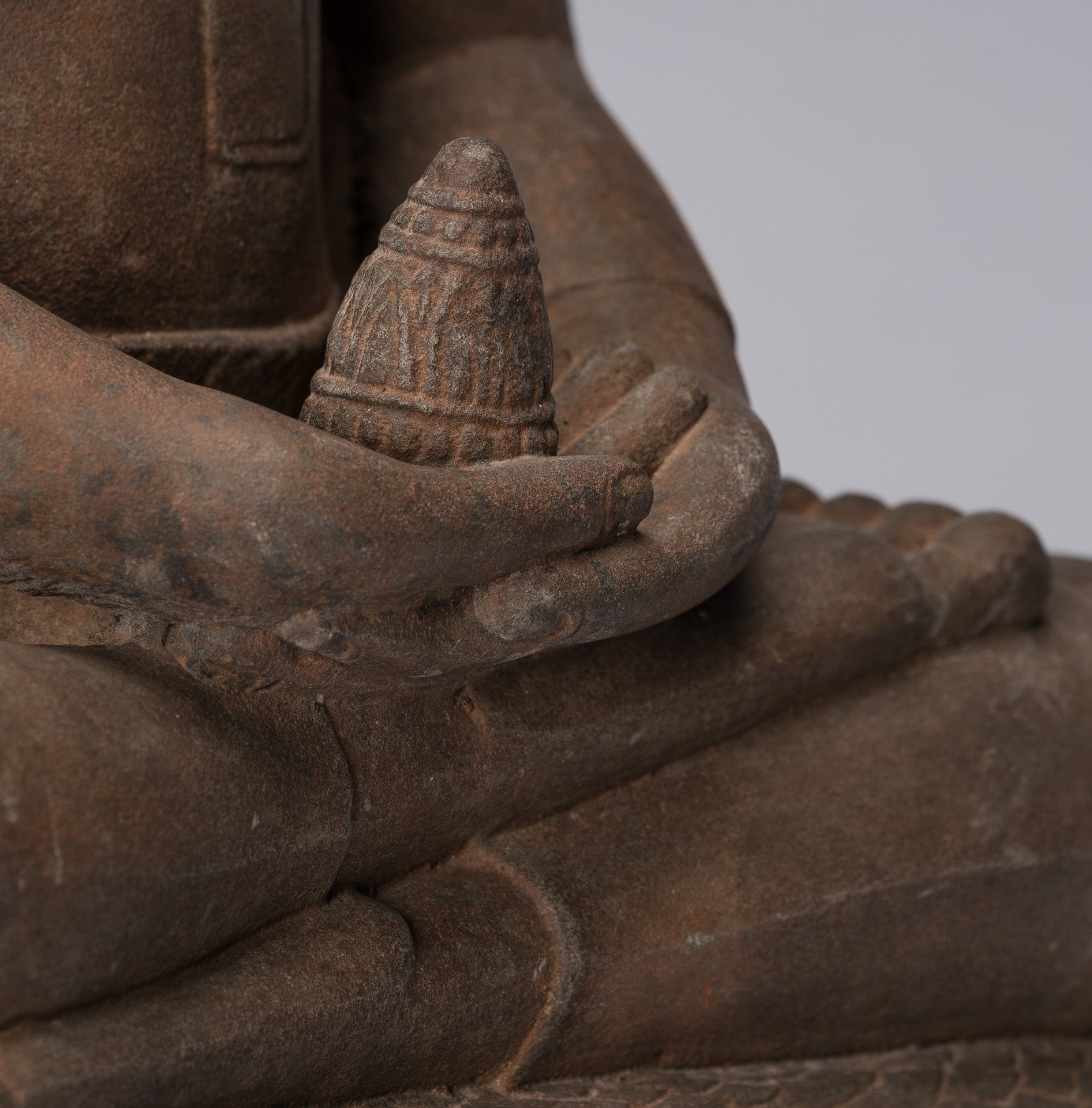 Statua Buddha - Antique Bayon Style Khmer Stone seduto Naga Meditazione Buddha - 67 cm/27 "