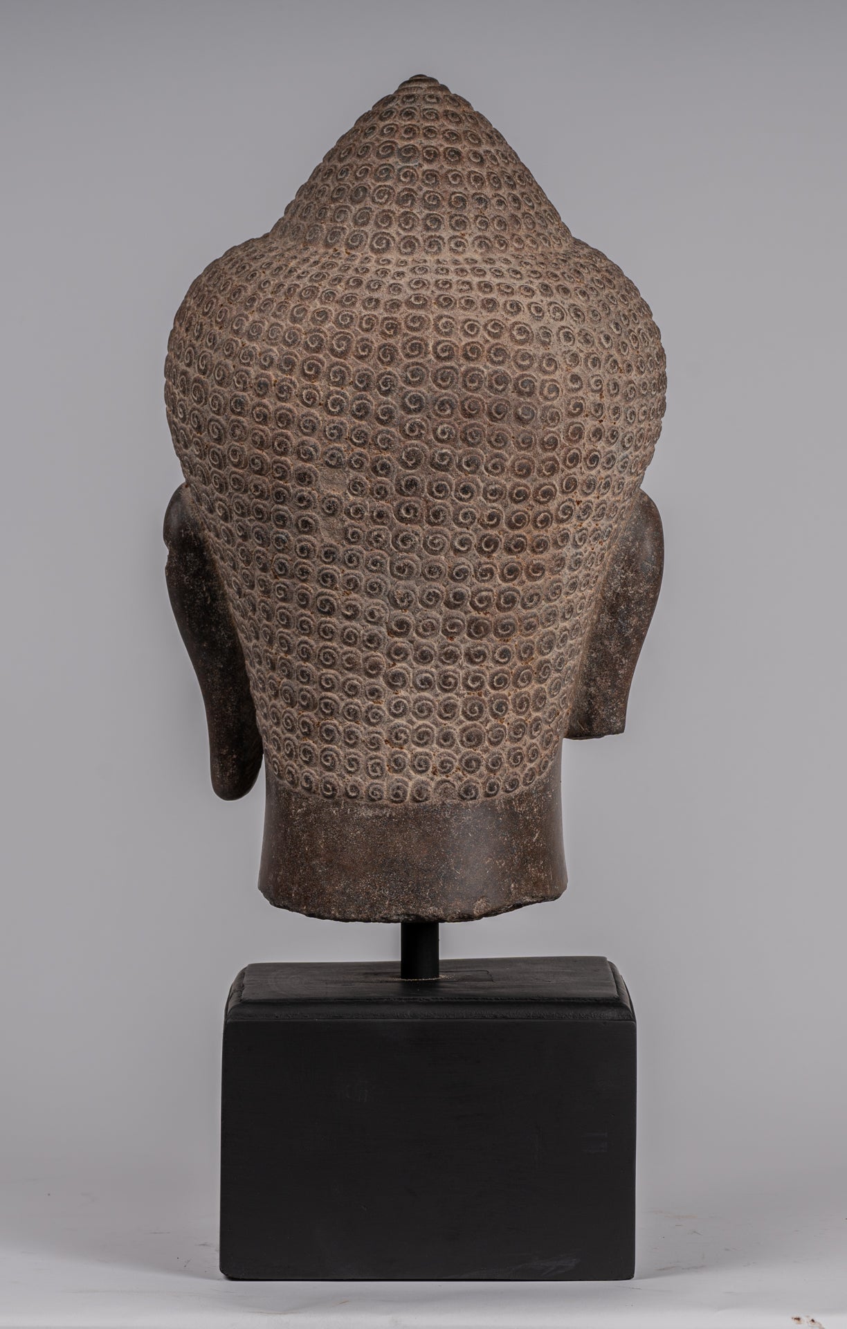 Statue Shiva - Antique Khmer Style Brown Stone Shiva Head Statue - The Destroyer - 52cm/21 "