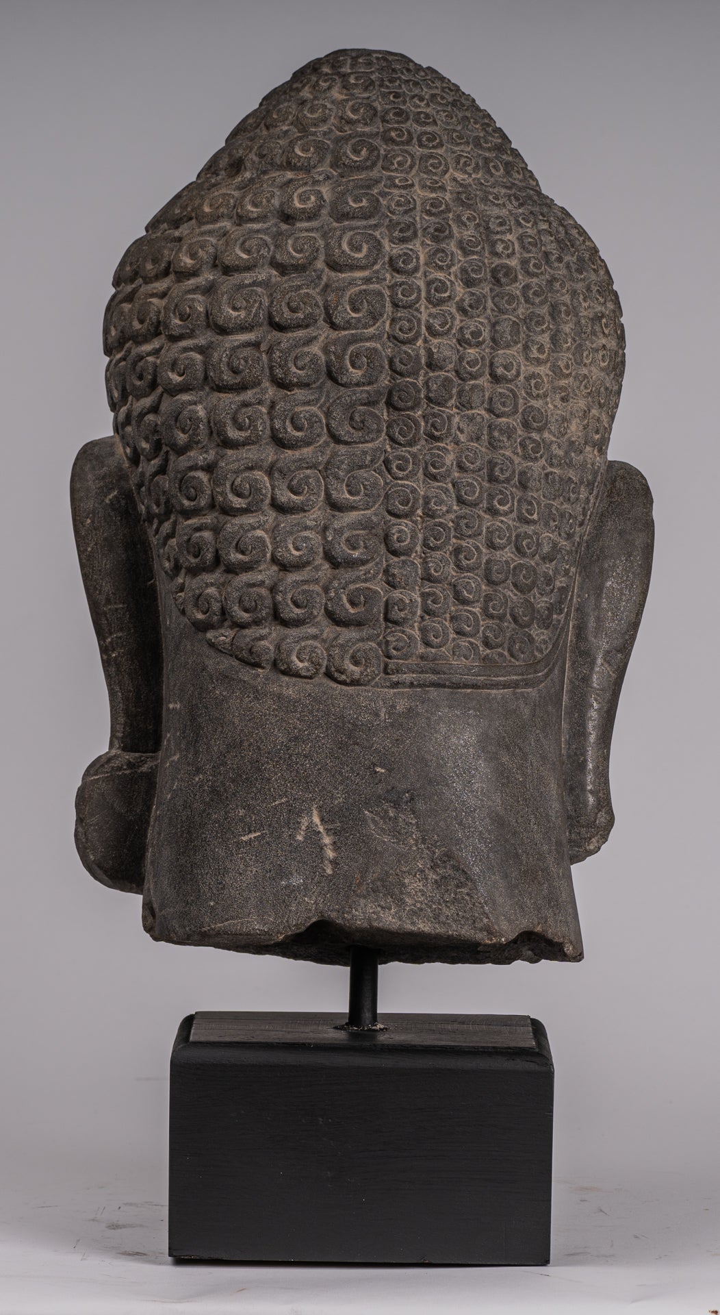 Shiva Statue - Antique Khmer Style Grey Stone Yaksha & Yakshaswaroop Shiva Head- 48cm/19 "