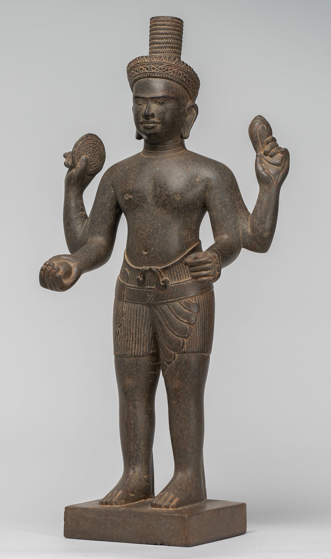 Vishnu - Antique Khmer Style Stone Koh Ker Standing Vishnu Statue - 52cm/21"