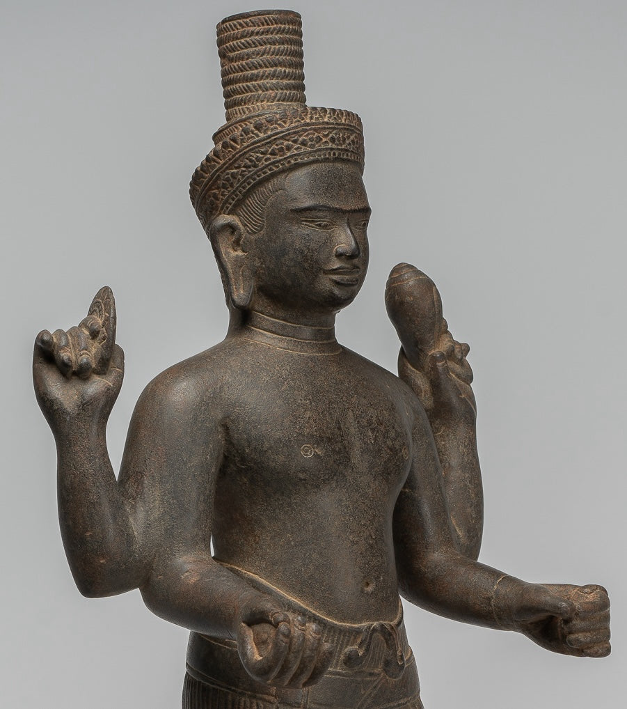 Vishnu - Antique Khmer Style Stone Koh Ker Standing Vishnu Statue - 52cm/21"