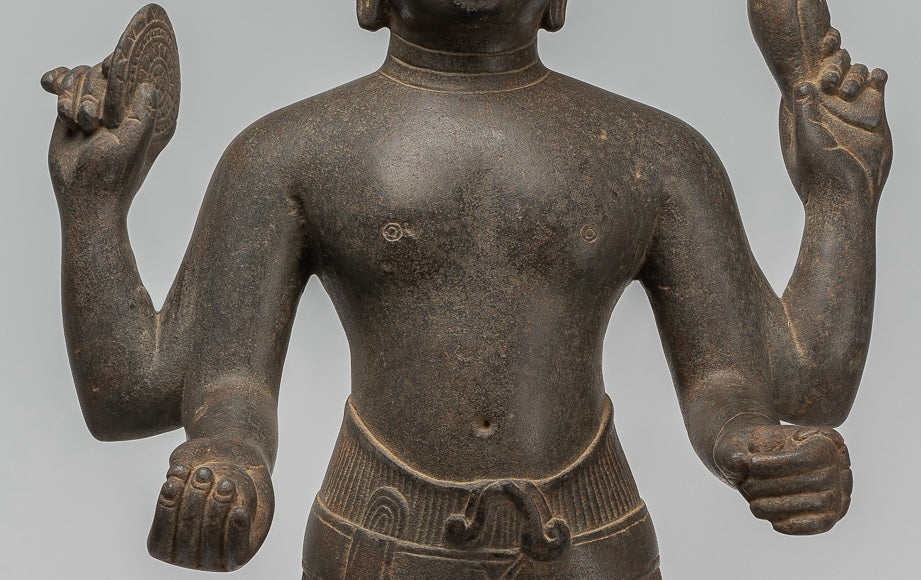 Vishnu - Antique Khmer Style Stone Koh Ker Standing Vishnu Statue - 52cm/21"