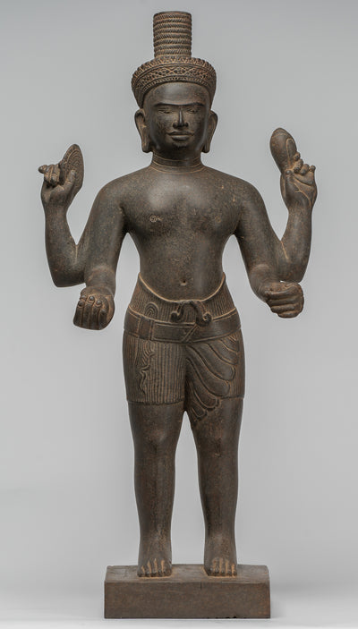 Vishnu - Antique Khmer Stone Stone Koh Ker in piedi Vishnu Statua - 52cm/21 "