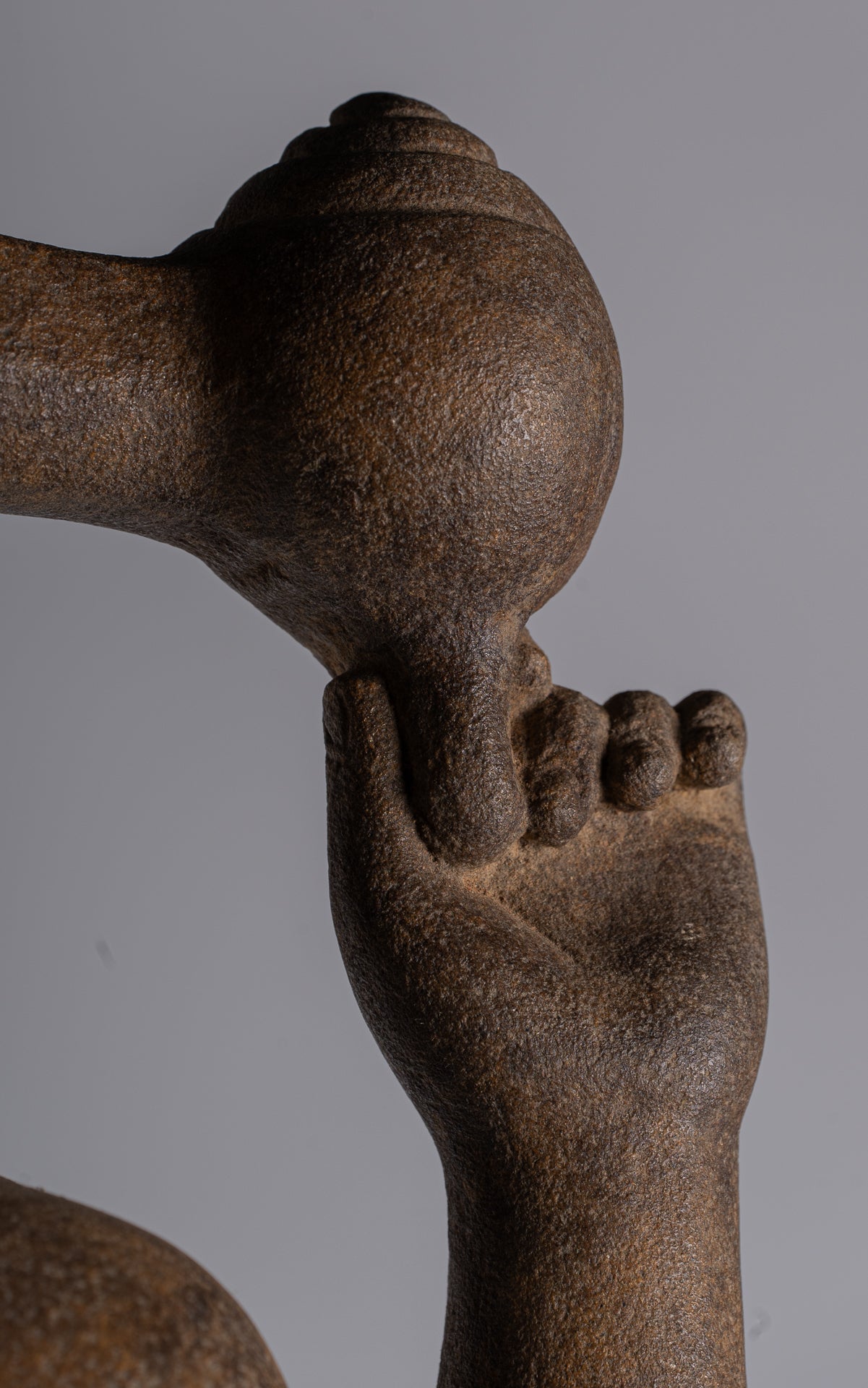 Vishnu Sculpture - Antique Pre-Angkor Style Mounted Sandstone Vishnu Statue - 91cm/36"