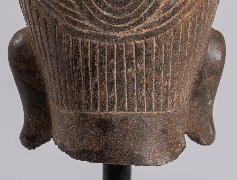 Lakshmi Statue - Antique Baphuon Style Stone Lakshmi / Devi Consort of Vishnu Head - 34cm/14"