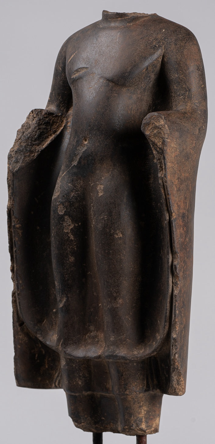 Buddha Statue - Antique Thai Style Standing Stone Dvaravati Buddha (probably) Statue - 58cm/23" Tall