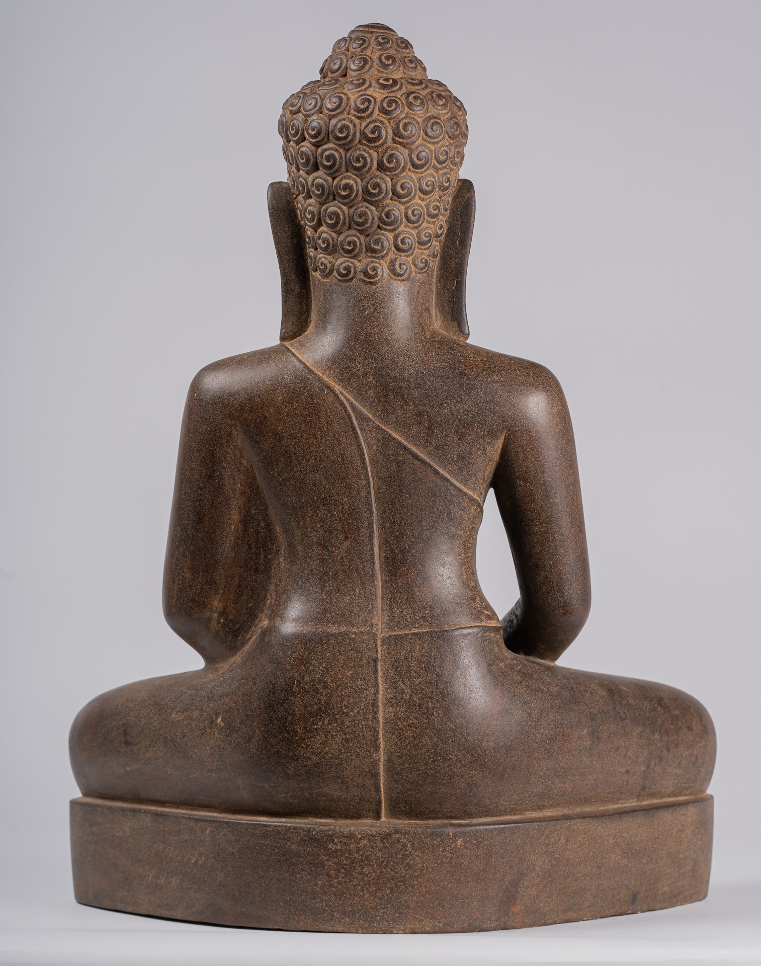Large Buddha Statue - Antique Khmer Style Seated Stone Phnom Da Meditation Buddha Statue - 56cm/22"