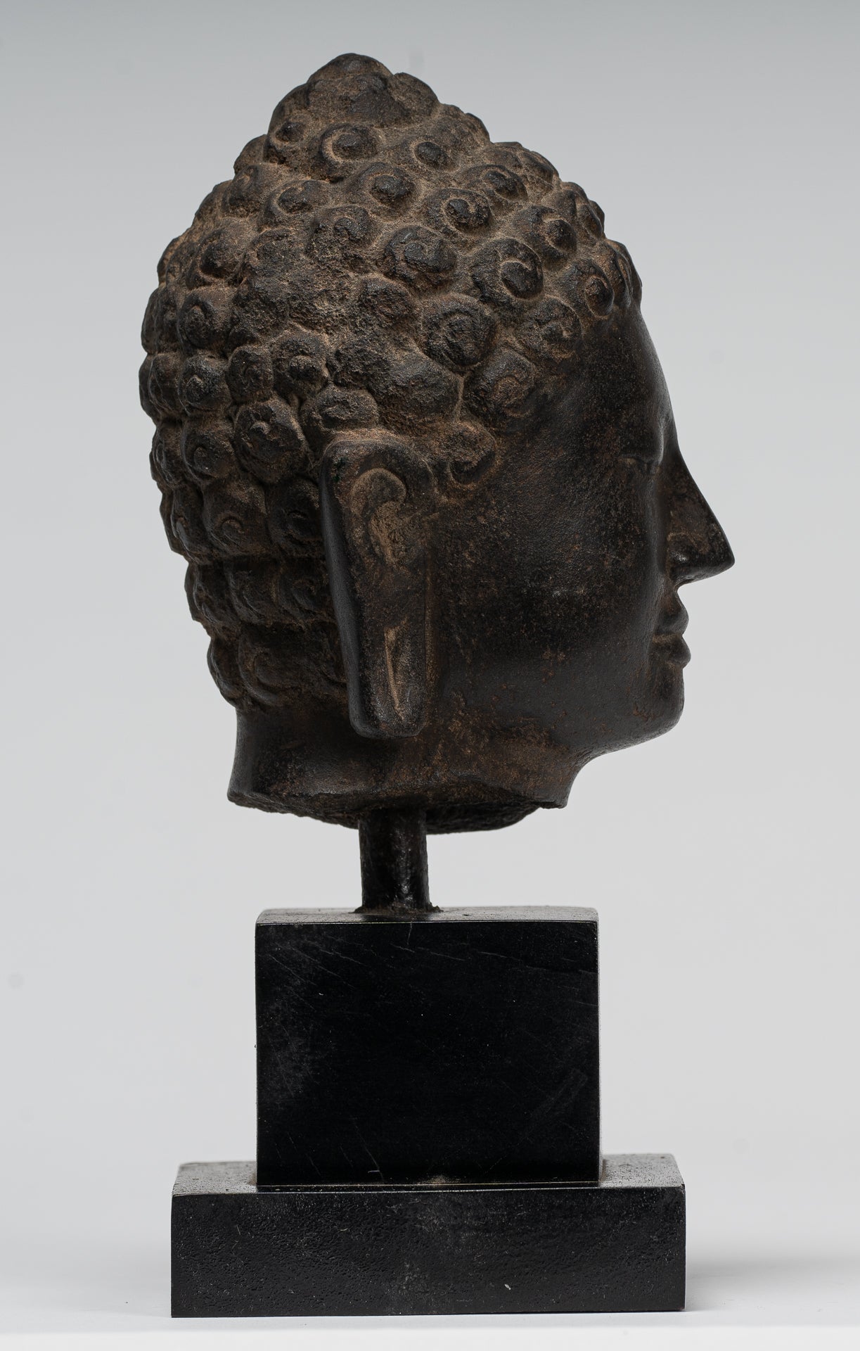 Buddha Statue - Antique Dvaravati Style Thai Stone Buddha Head Statue - 22cm/9"