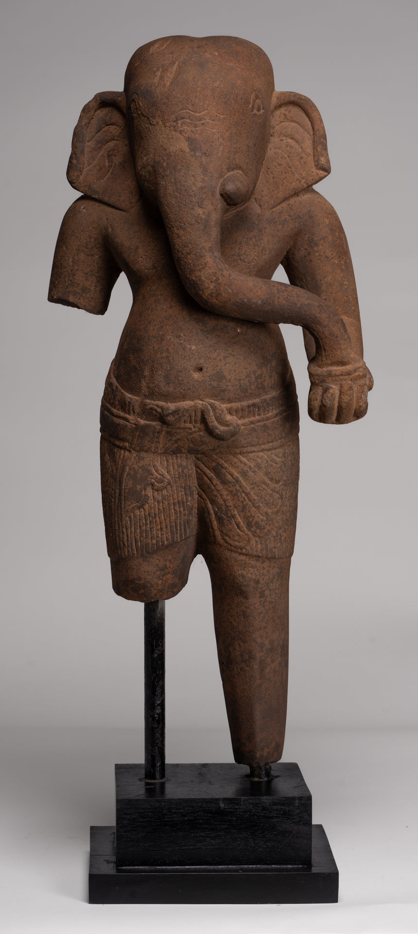 Ganesha Statue - Antique Khmer Style Stone Baphuon Mounted Ganesha Torso Statue - 66cm/26"