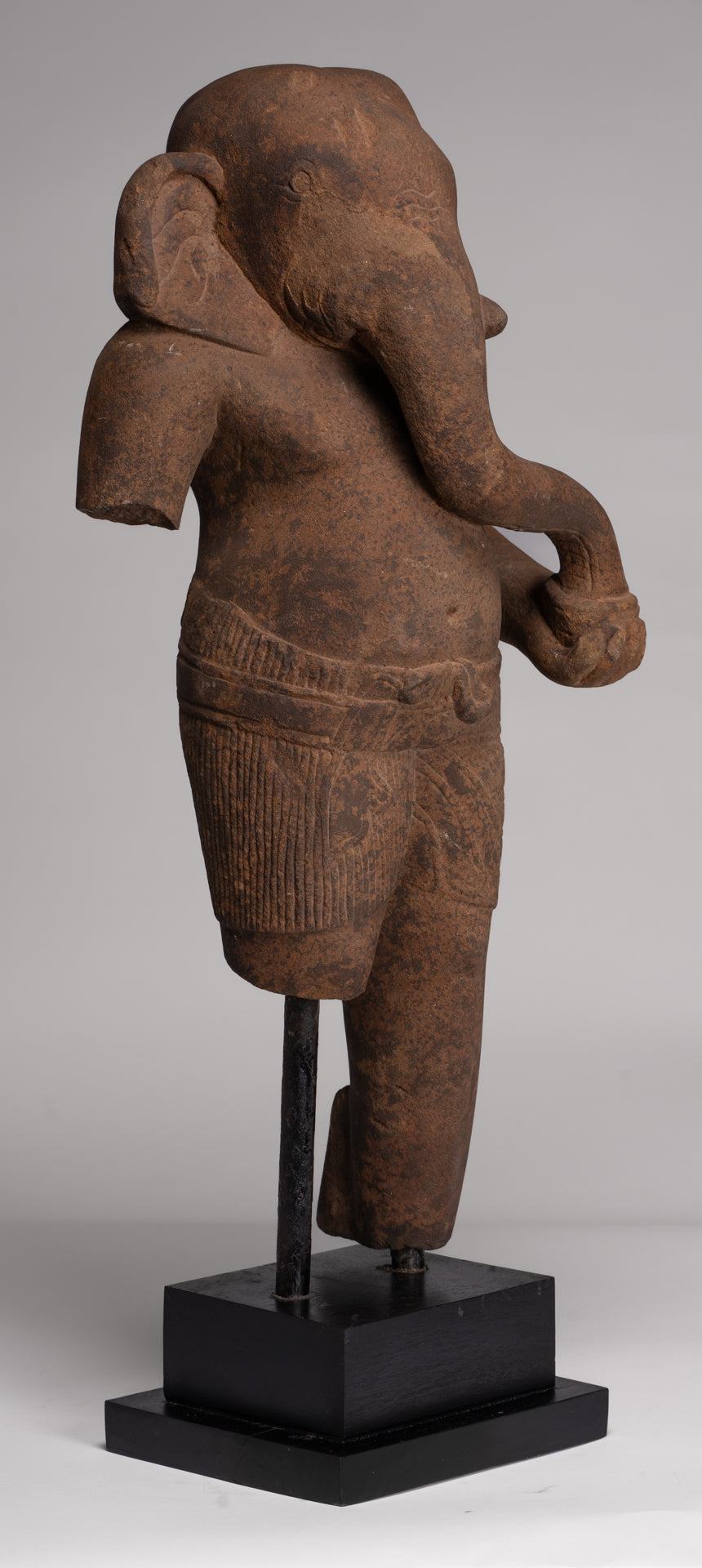 Ganesha Statue - Antique Khmer Style Stone Baphuon Mounted Ganesha Torso Statue - 66cm/26"