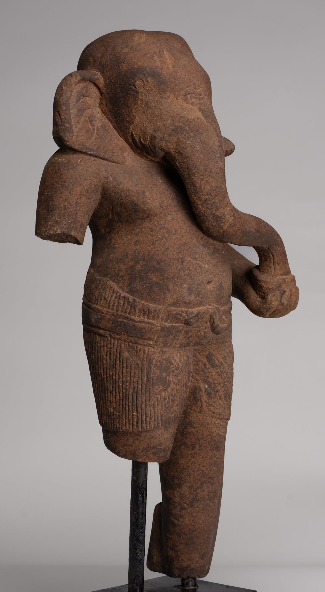 Ganesha Statue - Antique Khmer Style Stone Baphuon Mounted Ganesha Torso Statue - 66cm/26"