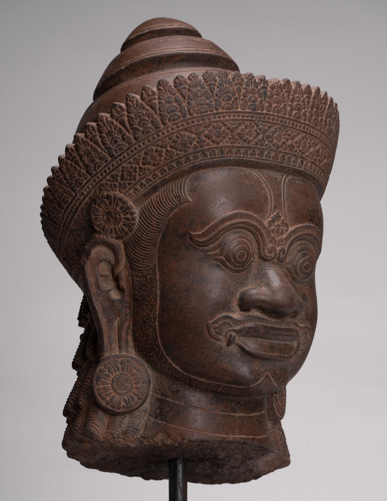 Guardian Statue - Antique Khmer Stone Banteay Srei Style Yaksha Temple Guardian - 55cm / 22"