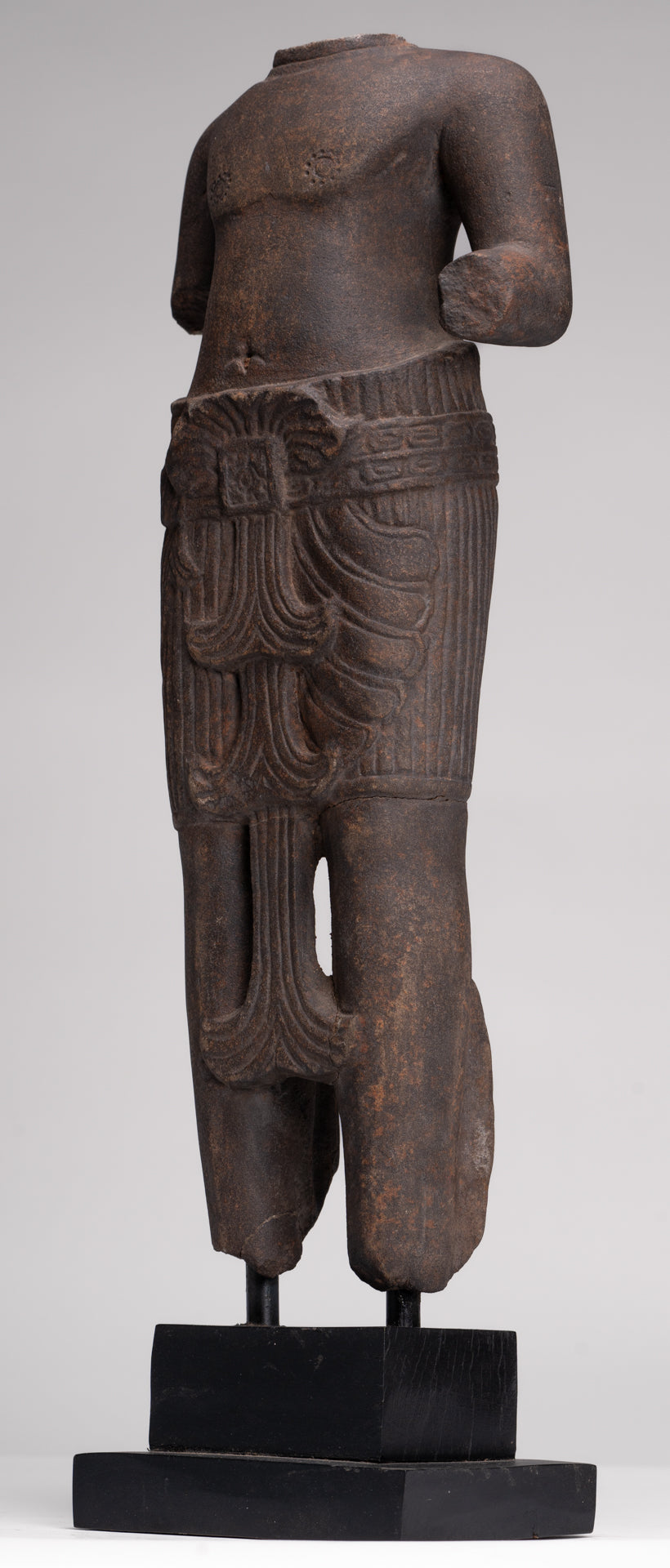 Male Statue - Antique Stone Angkor Wat Style Male Deity Torso - 53cm / 21"