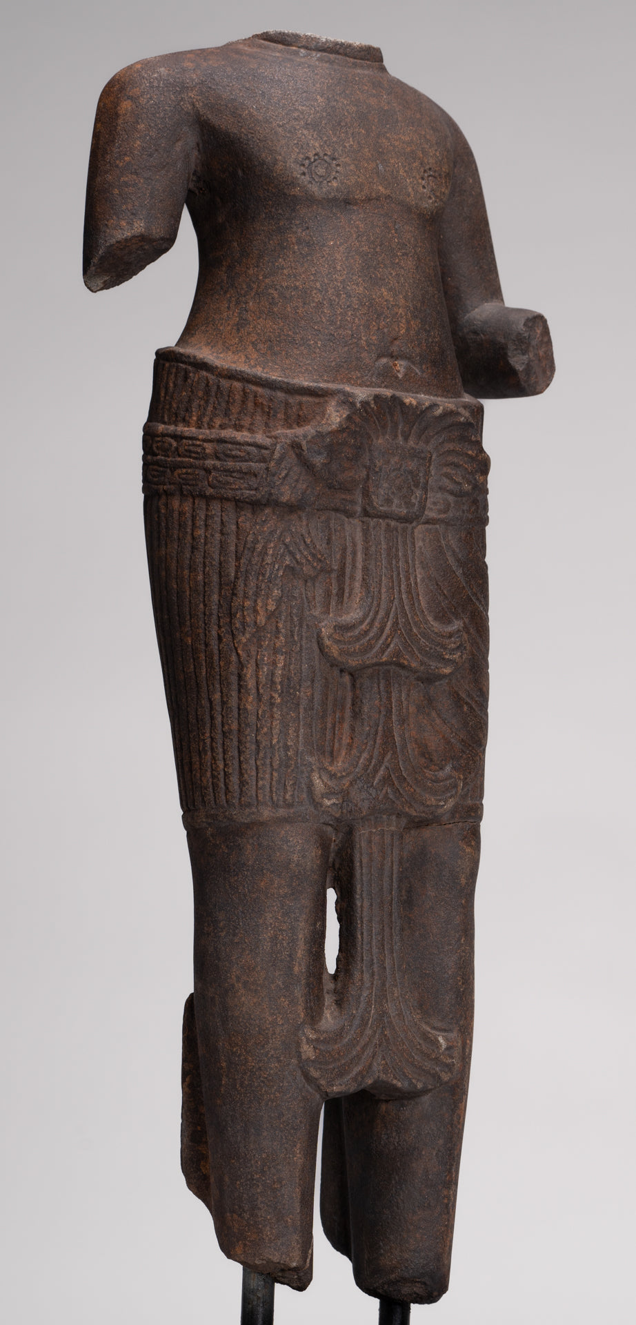 Male Statue - Antique Stone Angkor Wat Style Male Deity Torso - 53cm / 21"