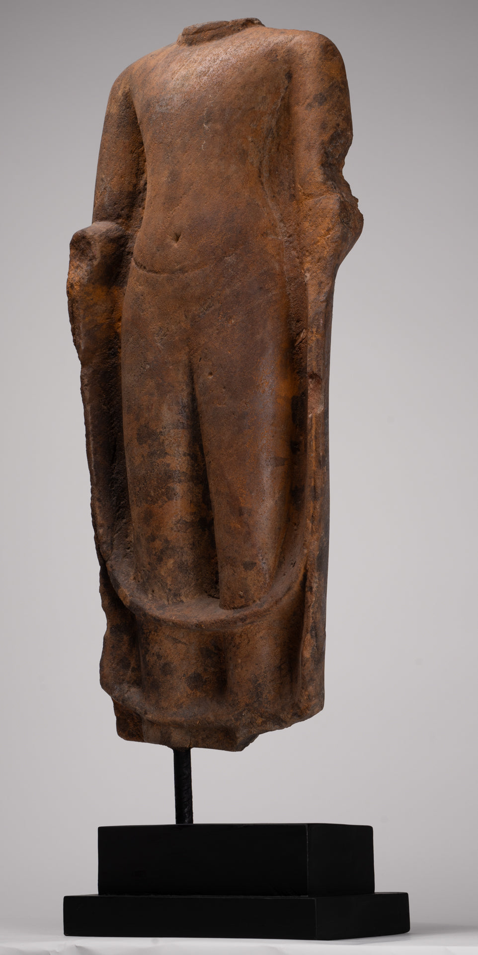 Buddha Statue - Antique Thai Style Standing Stone Dvaravati Buddha (probably) Statue - 84cm/34" Tall