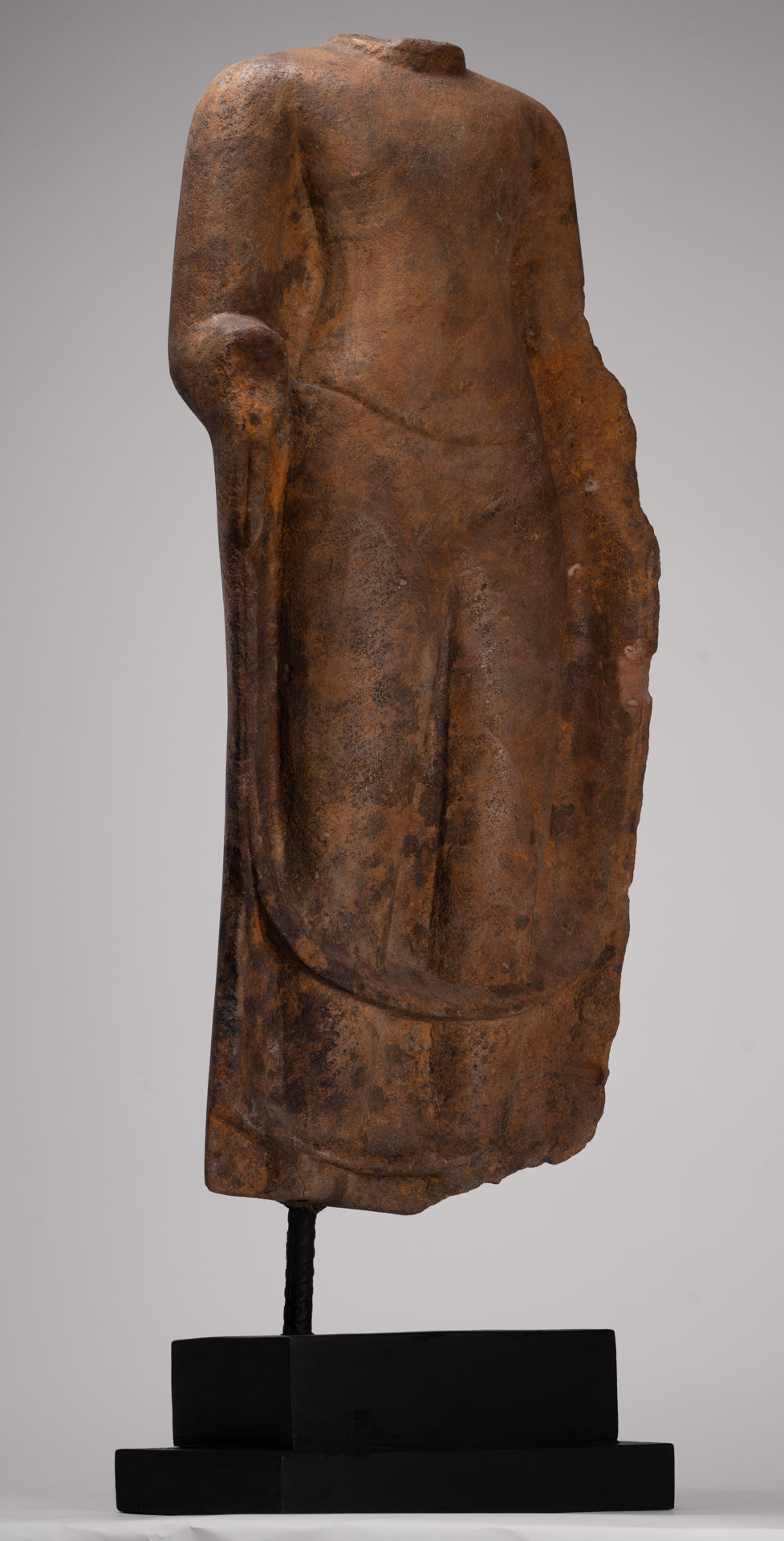 Buddha Statue - Antique Thai Style Standing Stone Dvaravati Buddha (probably) Statue - 84cm/34" Tall