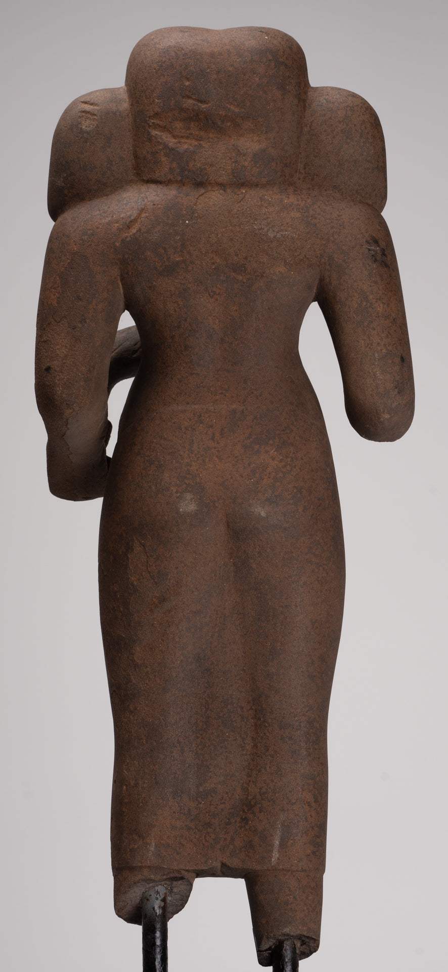 Ganesha Statue - Antique Vietnamese Style Stone Cham Mounted Ganesha Torso Statue - 70cm/28"