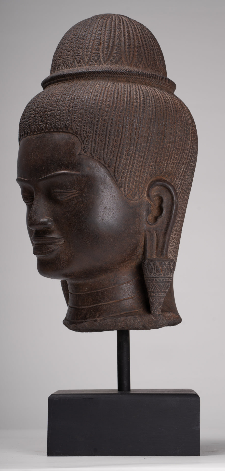 Parvati Statue - Antique Baphuon Style Khmer Stone Parvati Head Statue - 57cm/23"