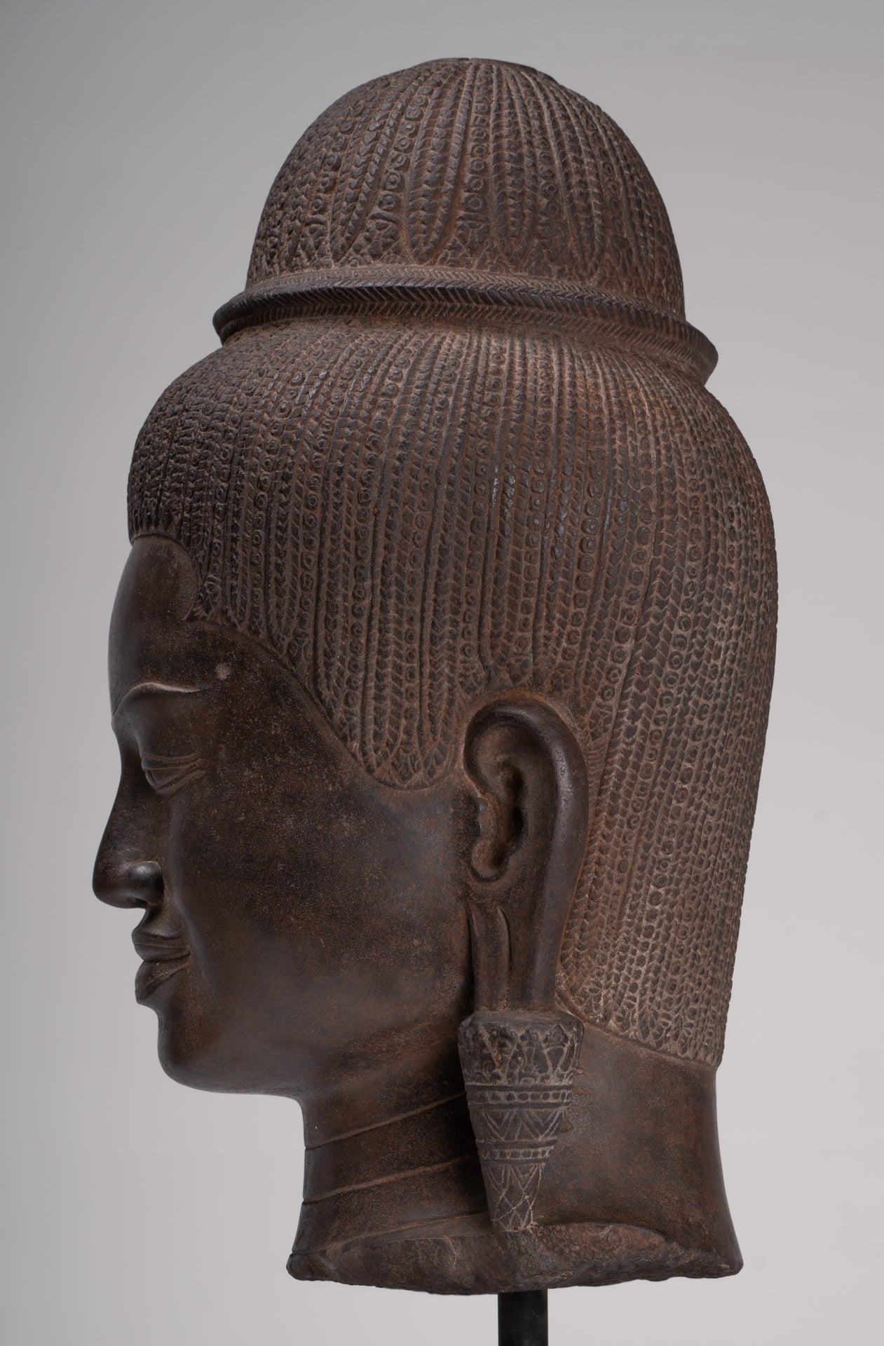 Parvati Statue - Antique Baphuon Style Khmer Stone Parvati Head Statue - 57cm/23"