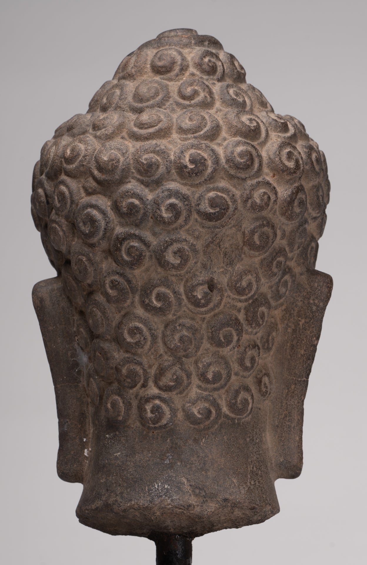 Stone Buddha Statue - Antique Khmer Style Stone Phnom Da Buddha Head - 34cm/14"