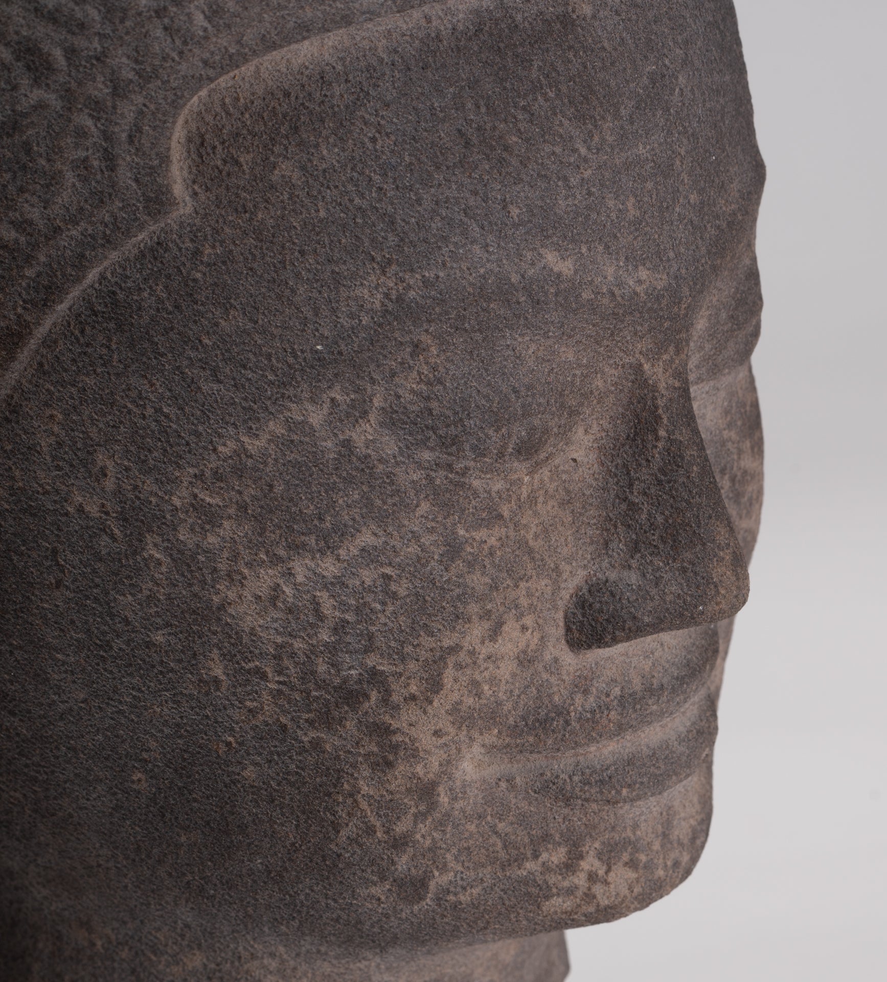 Jayavarman Statue - Antique Khmer Style Mounted Stone Jayavarman VII Head Statue - 53cm/21"