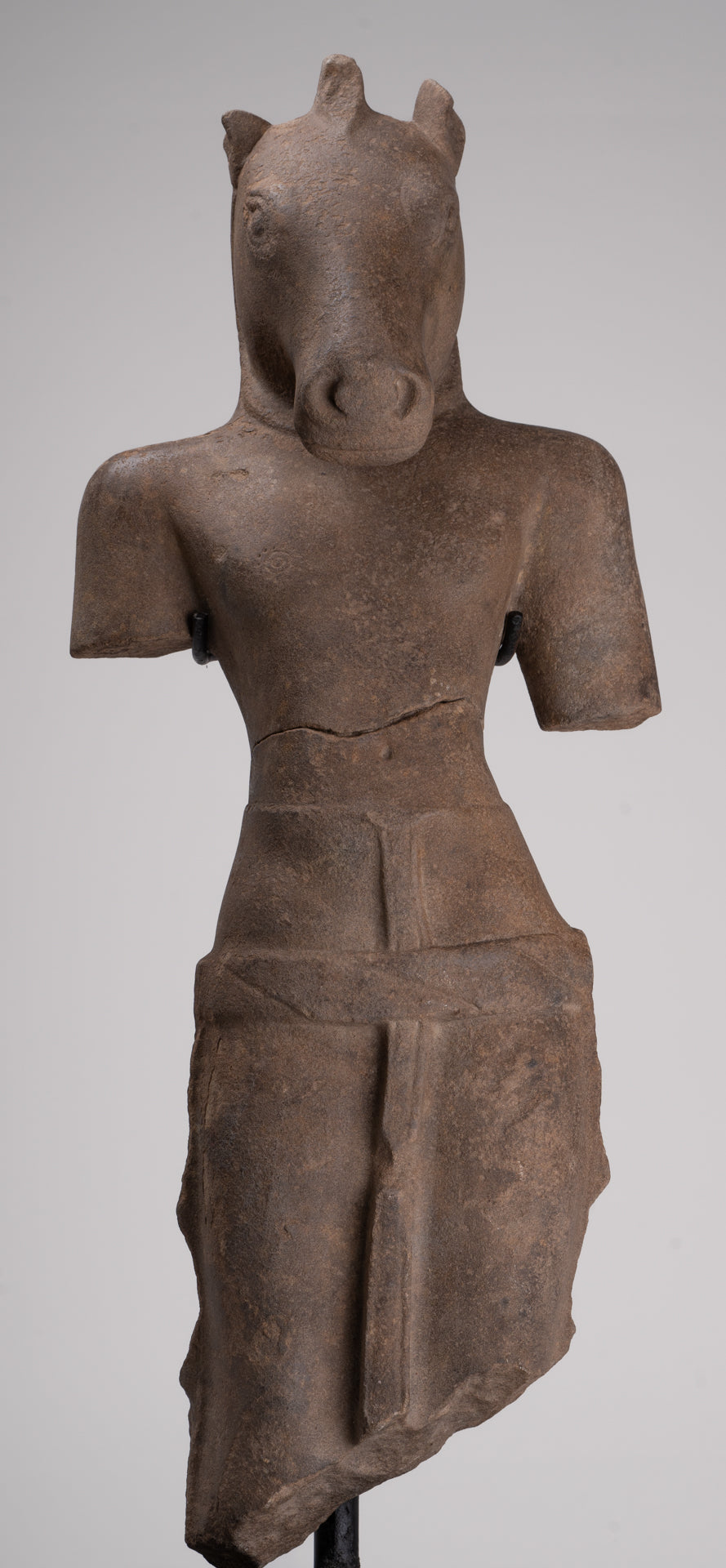 Antique Khmer Style Stone Phnom Da Hayagriva Kalkin Horse of Vishnu - 68cm/27"