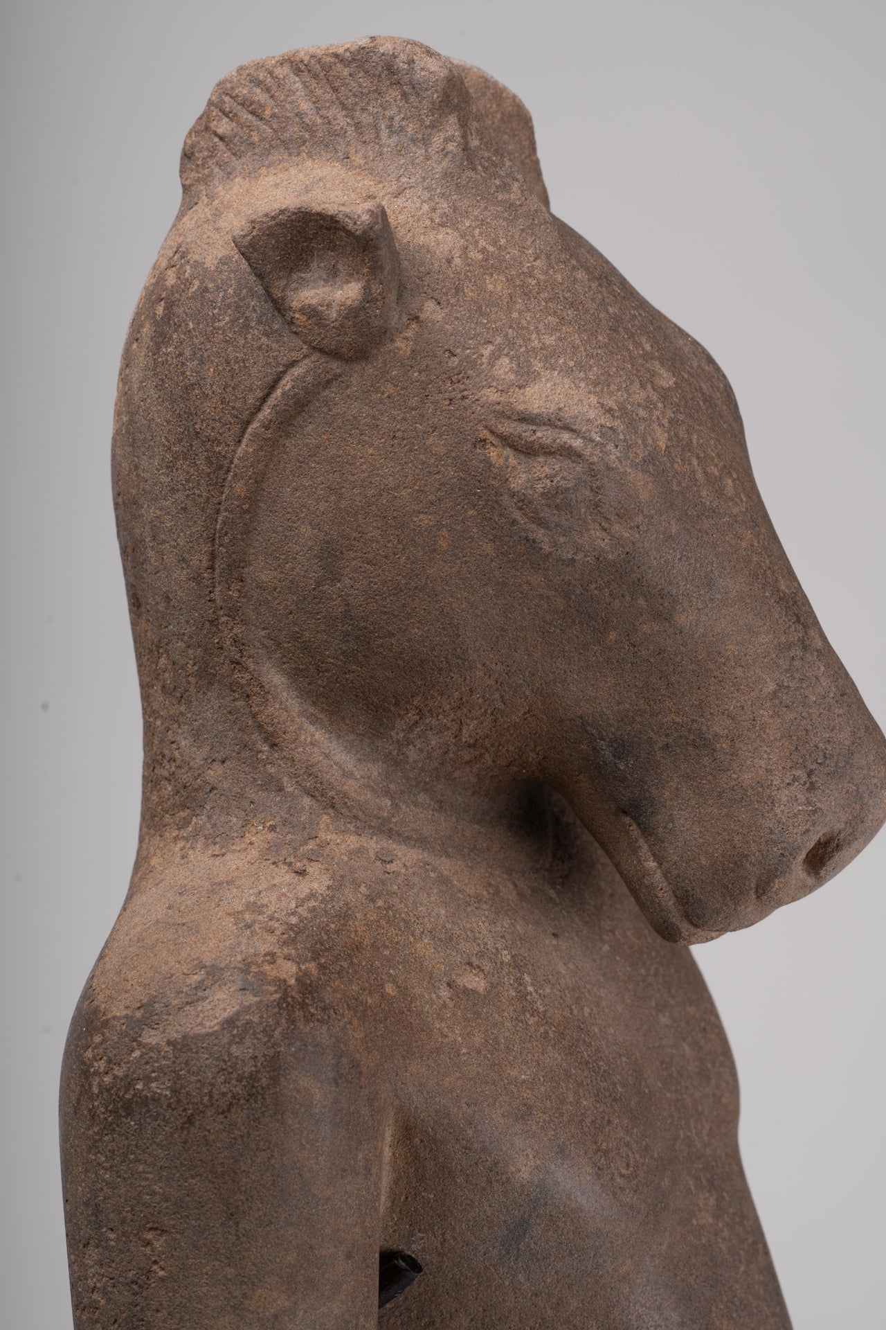 Antique Khmer Style Stone Phnom Da Hayagriva Kalkin Horse of Vishnu - 68cm/27"