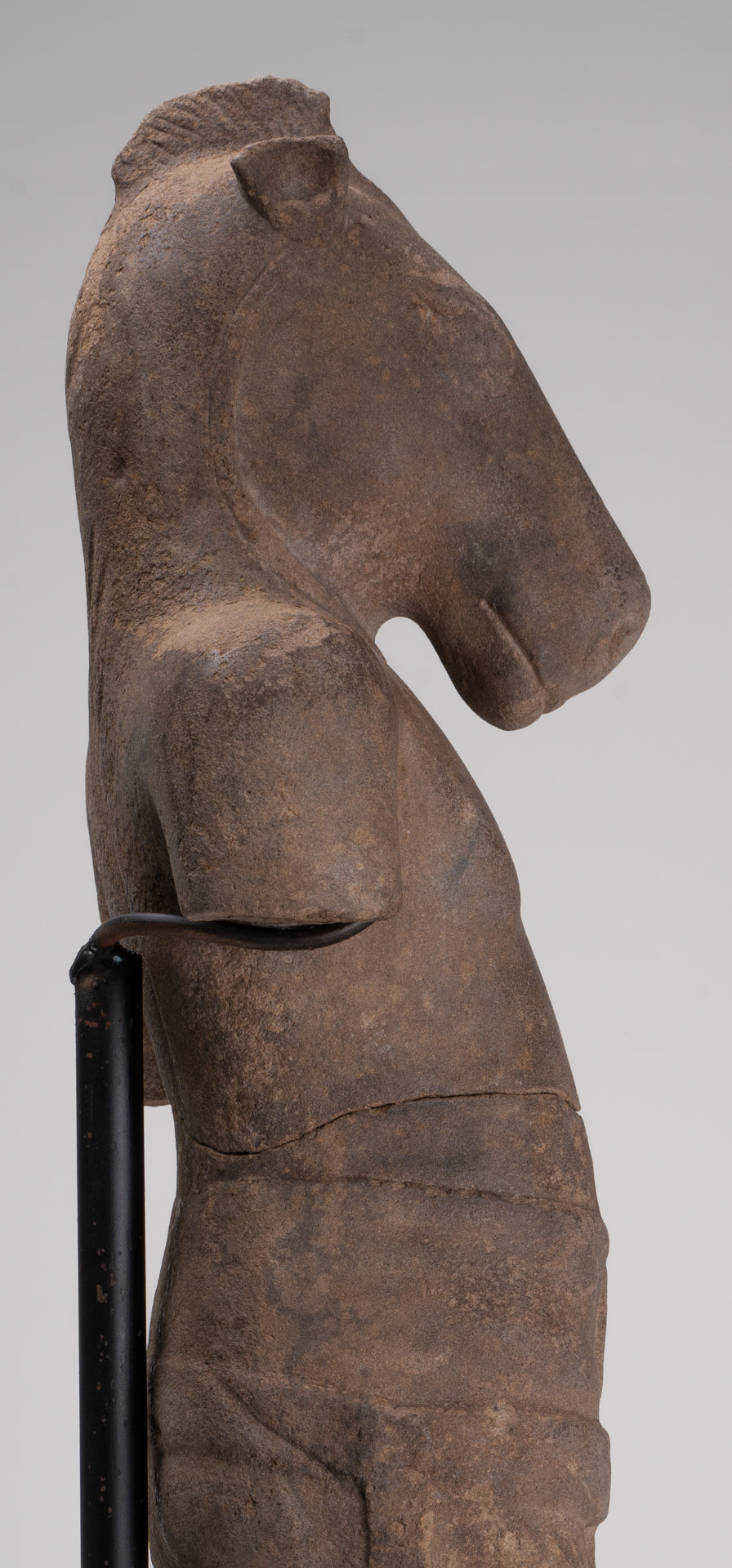 Antique Khmer Style Stone Phnom Da Hayagriva Kalkin Horse of Vishnu - 68cm/27"