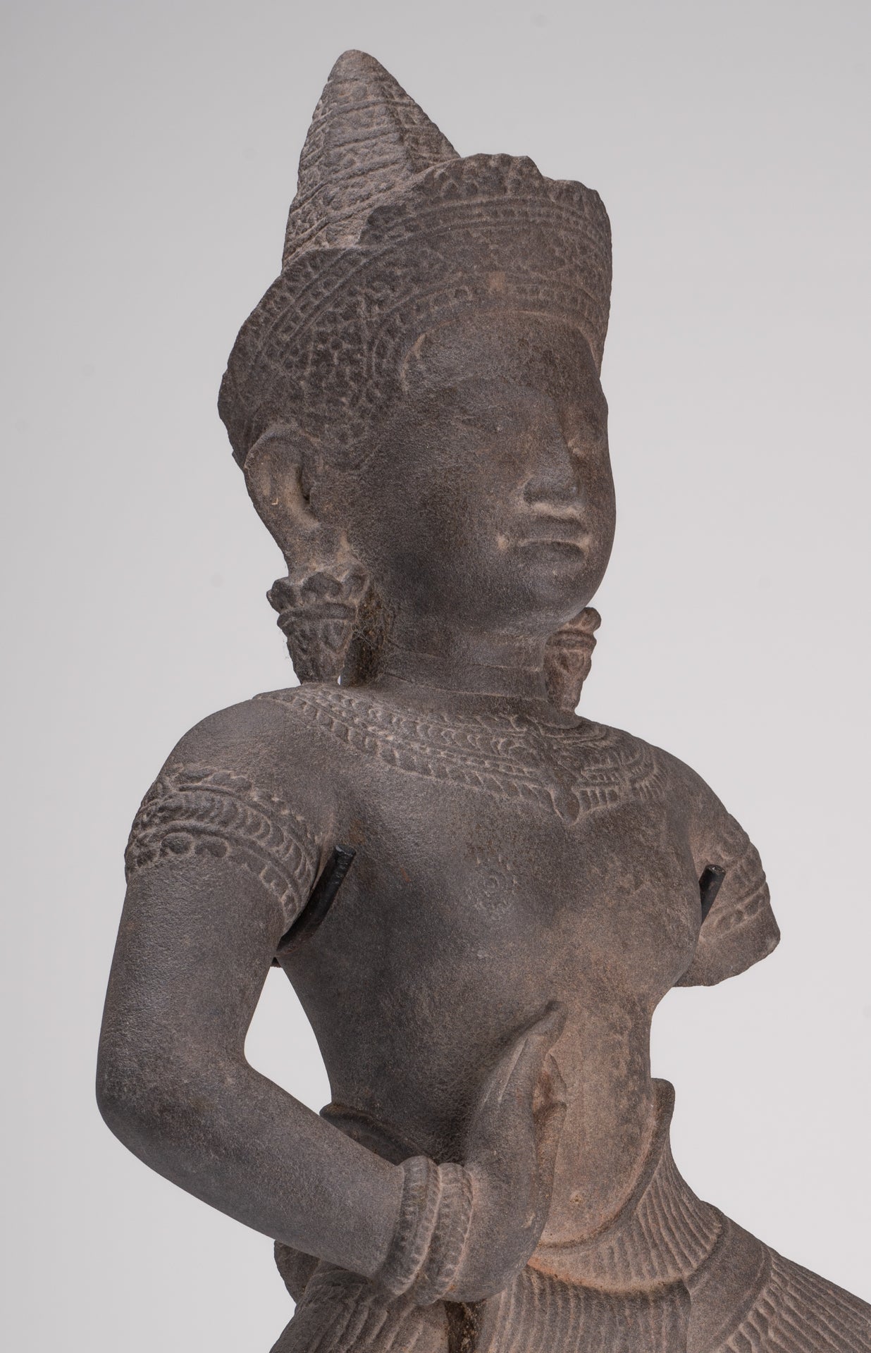 Apsara Statue - Antique Khmer Style Stone Angkor Apsara or Angel Statue - 58cm/23"