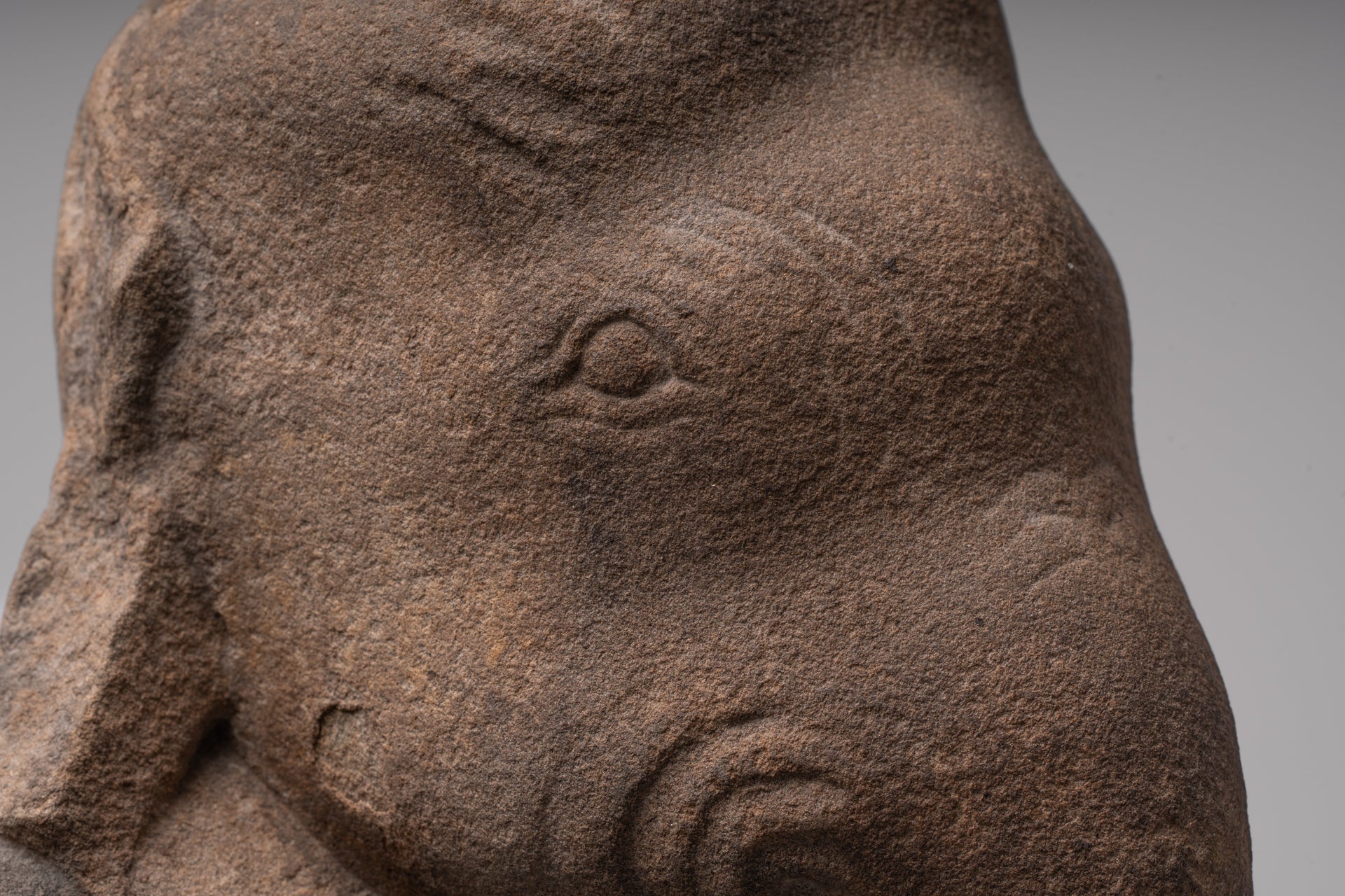 Ganesha Statue - Antique Khmer Style Stone Bayon Mounted Ganesha Torso Statue - 61cm/24"