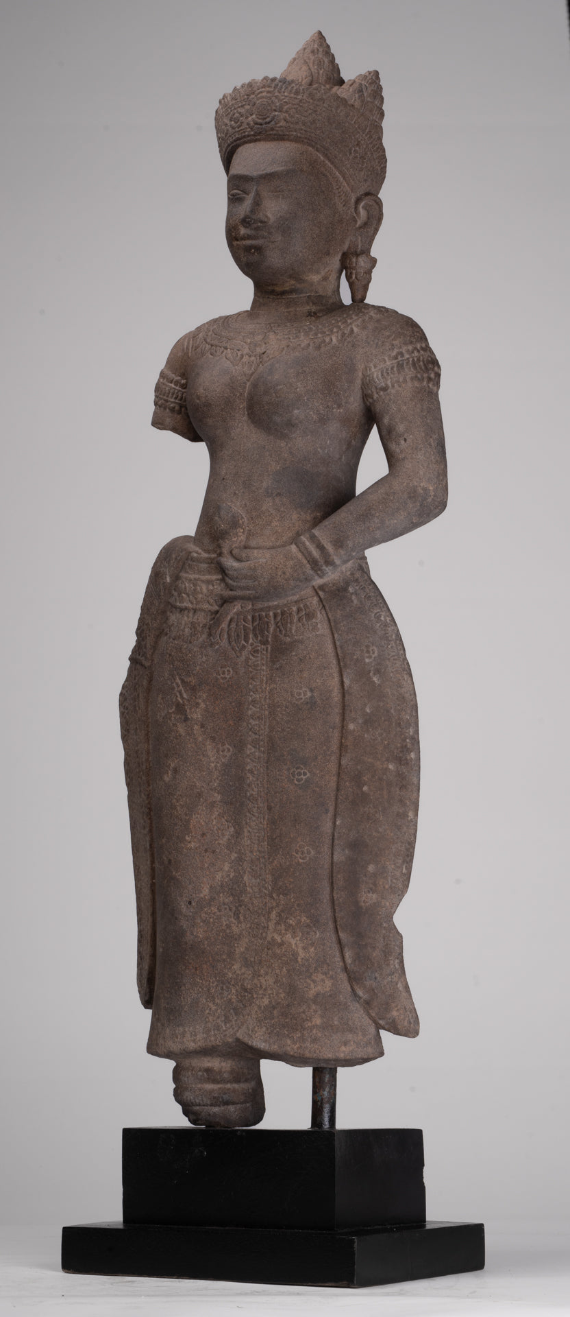 Apsara Statue - Antique Khmer Style Stone Angkor Wat Apsara or Angel Statue - 74cm/30"