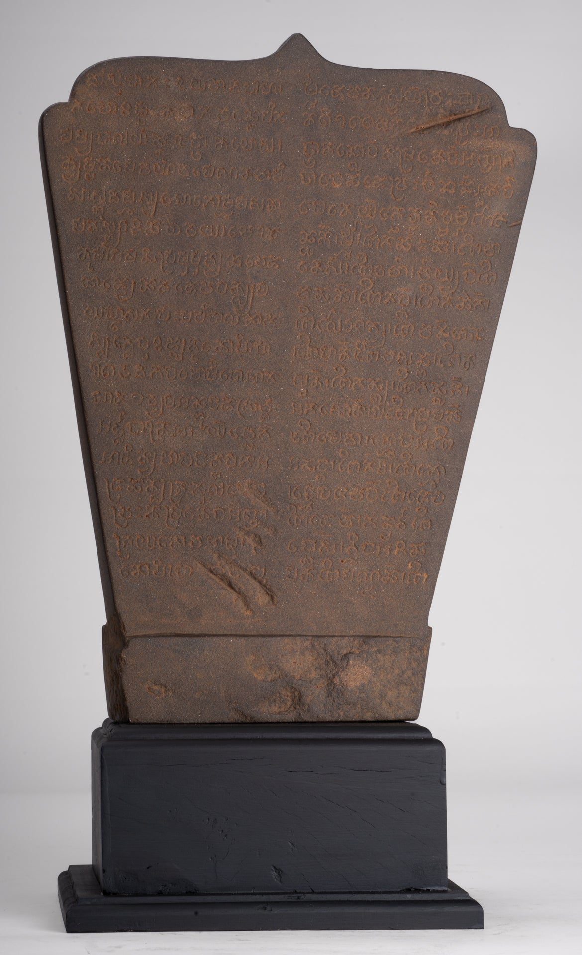 Buddha Statue - Antique Khmer Style Stone Stele Seated Meditation Buddha Statue - 46cm/18"