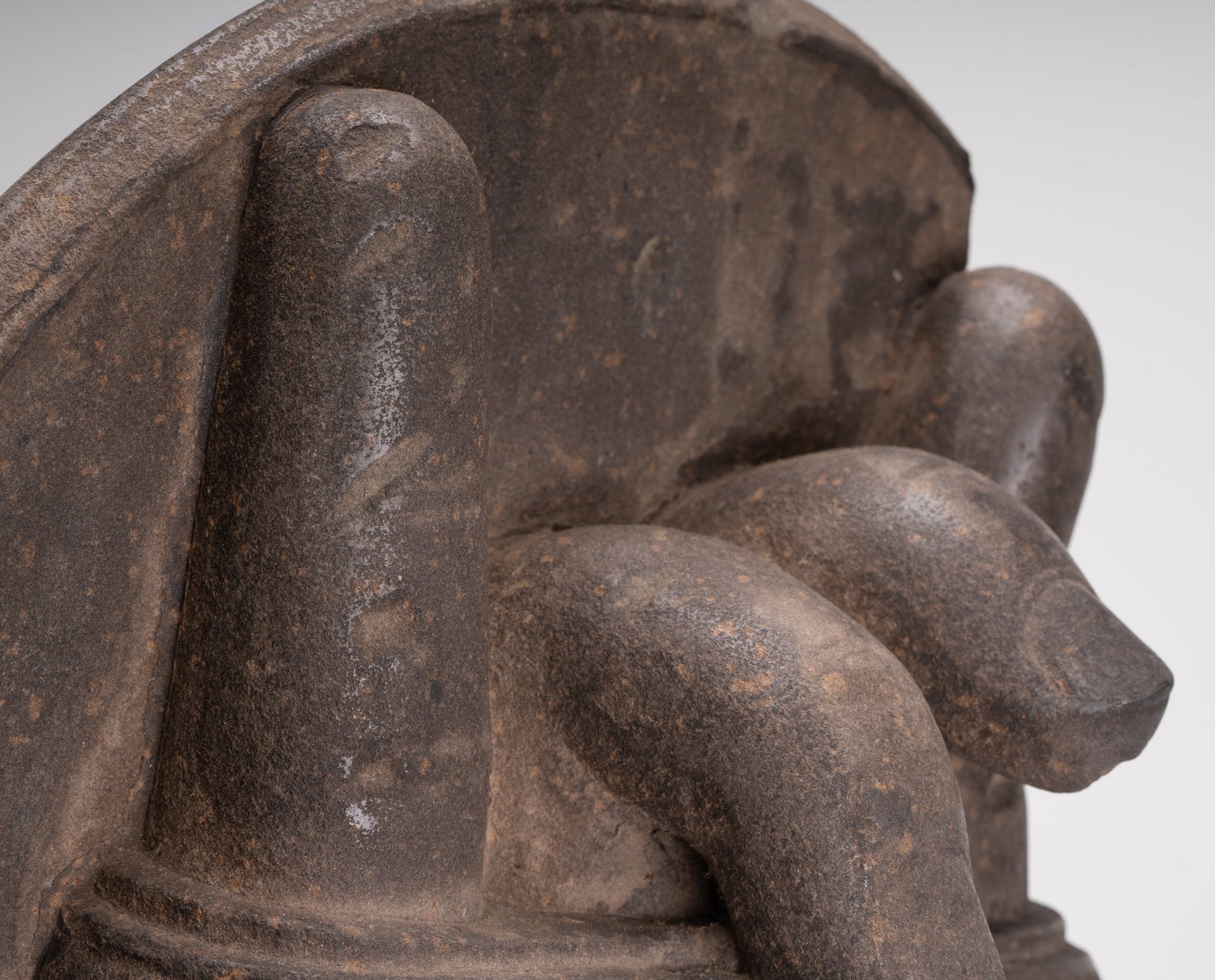 Jayavarman Statue - Antique Khmer Style Stone Bayon Mounted Jayavarman Bodyguard Shield Statue - 69cm/28"