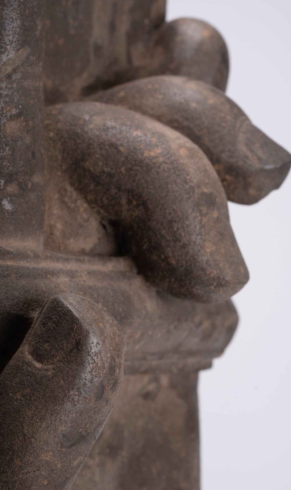 Jayavarman Statue - Antique Khmer Style Stone Bayon Mounted Jayavarman Bodyguard Shield Statue - 69cm/28"